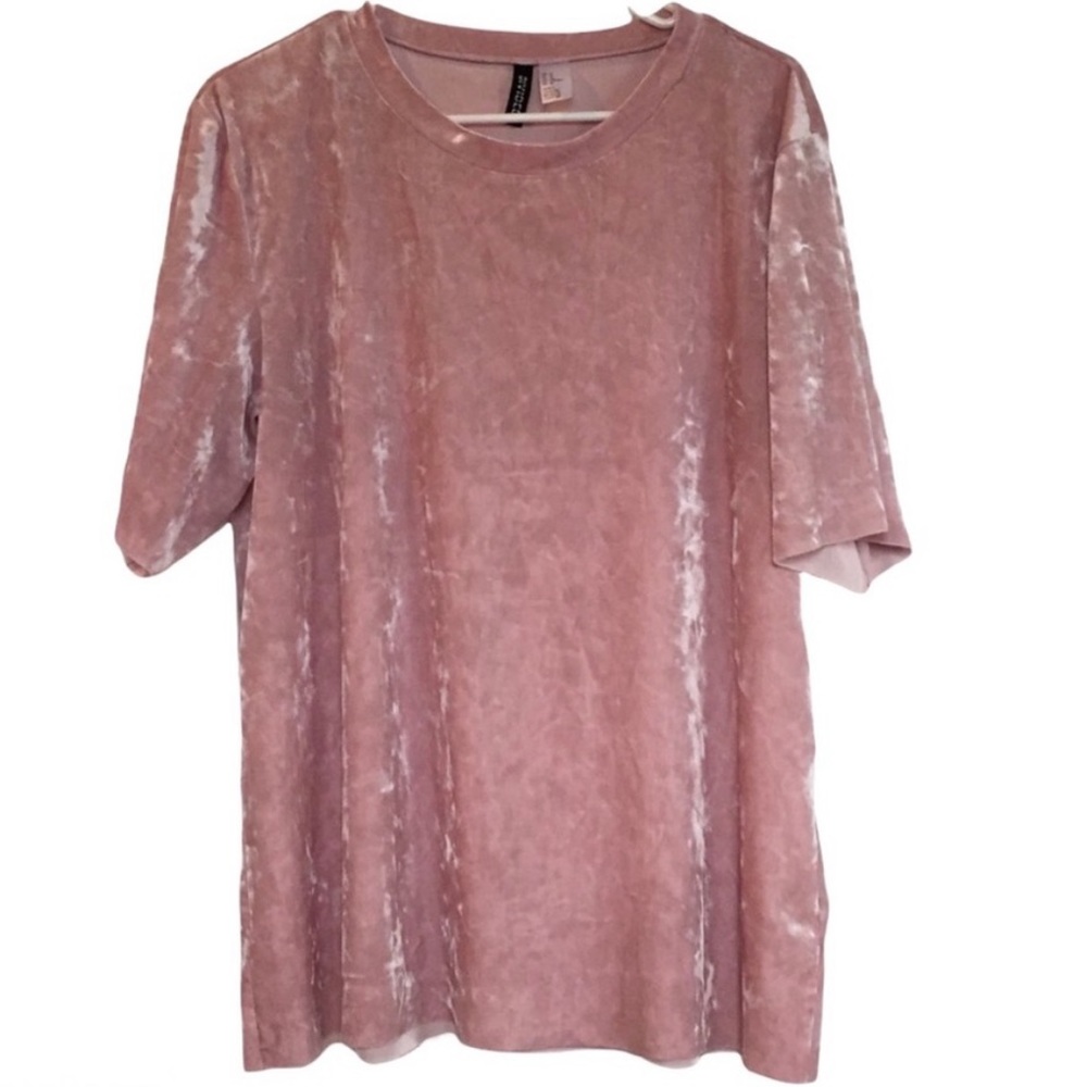 Divided by H&M Top Shirt Crushed Velvet Pink Lightweight Medium